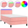 Boxspring met matras en LED fluweel roze 80x200 cm