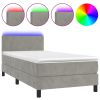 Boxspring met matras en LED fluweel lichtgrijs 90x200 cm
