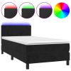 Boxspring met matras en LED fluweel zwart 90x200 cm