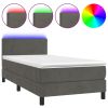 Boxspring met matras en LED fluweel donkergrijs 100x200 cm