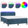 Boxspring met matras en LED fluweel donkerblauw 140x200 cm