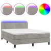 Boxspring met matras en LED fluweel lichtgrijs 140x190 cm