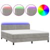 Boxspring met matras en LED fluweel lichtgrijs 160x200 cm