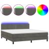 Boxspring met matras en LED fluweel donkergrijs 180x200 cm
