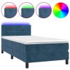 Boxspring met matras en LED fluweel donkerblauw 90x190 cm