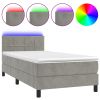 Boxspring met matras en LED fluweel lichtgrijs 100x200 cm