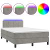 Boxspring met matras en LED fluweel lichtgrijs 120x200 cm