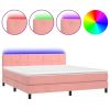 Boxspring met matras en LED fluweel roze 180x200 cm