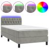 Boxspring met matras en LED fluweel lichtgrijs 100x200 cm