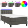 Boxspring met matras en LED fluweel donkergrijs 100x200 cm
