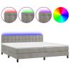 Boxspring met matras en LED fluweel lichtgrijs 200x200 cm