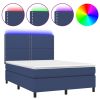 Boxspring met matras en LED stof blauw 140x200 cm