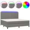 Boxspring met matras en LED stof donkergrijs 200x200 cm