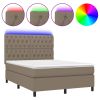 Boxspring met matras en LED stof taupe 140x200 cm