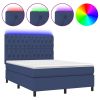 Boxspring met matras en LED stof blauw 140x200 cm