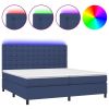 Boxspring met matras en LED stof blauw 200x200 cm