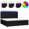 Boxspring met matras en LED stof zwart 200x200 cm