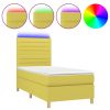 Boxspring met matras en LED stof groen 100x200 cm