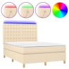 Boxspring met matras en LED stof crèmekleurig 140x200 cm