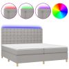Boxspring met matras en LED stof lichtgrijs 200x200 cm