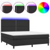 Boxspring met matras en LED kunstleer zwart 160x200 cm