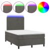 Boxspring met matras en LED fluweel donkergrijs 120x200 cm
