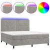 Boxspring met matras en LED fluweel lichtgrijs 160x200 cm