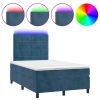 Boxspring met matras en LED fluweel donkerblauw 120x200 cm