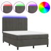 Boxspring met matras en LED fluweel donkergrijs 140x190 cm