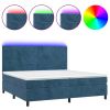 Boxspring met matras en LED fluweel donkerblauw 200x200 cm