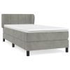 Boxspring met matras fluweel lichtgrijs 90x190 cm