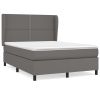 Boxspring met matras kunstleer grijs 140x190 cm