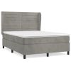 Boxspring met matras fluweel lichtgrijs 140x190 cm