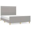 Bedframe met hoofdeinde stof lichtgrijs 140x200 cm