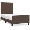 Bedframe met hoofdbord kunstleer bruin 90x190 cm