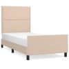Bedframe met hoofdbord kunstleer cappuccinokleurig 90x200 cm