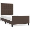 Bedframe met hoofdbord kunstleer bruin 80x200 cm