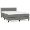 Boxspring met matras stof donkergrijs 140x200 cm