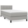 Boxspring met matras stof lichtgrijs 90x200 cm