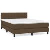 Boxspring met matras stof donkerbruin 140x190 cm
