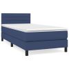 Boxspring met matras stof blauw 90x190 cm