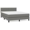 Boxspring met matras stof donkergrijs 140x200 cm