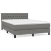 Boxspring met matras stof donkergrijs 140x200 cm