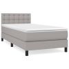 Boxspring met matras stof lichtgrijs 90x190 cm