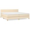 Boxspring met matras stof crèmekleurig 200x200 cm