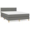 Boxspring met matras stof donkergrijs 140x200 cm