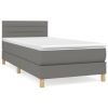 Boxspring met matras stof donkergrijs 90x200 cm