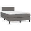 Boxspring met matras kunstleer grijs 120x200 cm