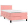 Boxspring met matras fluweel roze 90x200 cm