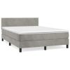 Boxspring met matras fluweel lichtgrijs 140x200 cm